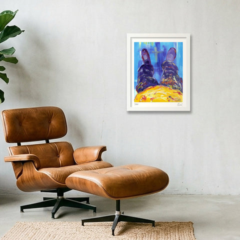 Portrait of the artist's trousers (Olek) - Portrait des pantalons de l'artiste (Olek) — 28×35cm, 11×14" White Frame