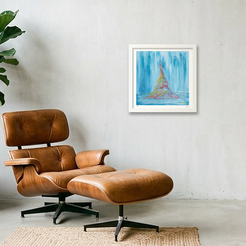 Leaning Tower of Ambition — 30×30cm, 12×12" White Frame