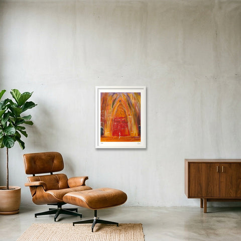 En présence de grandeur (entrée de la cathédrale, Rouen) — 40×50cm, 16×20" White Frame
