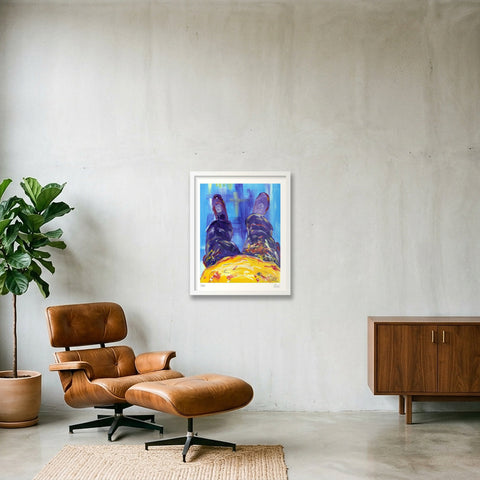Portrait of the artist's trousers (Olek) - Portrait des pantalons de l'artiste (Olek) — 40×50cm, 16×20" White Frame