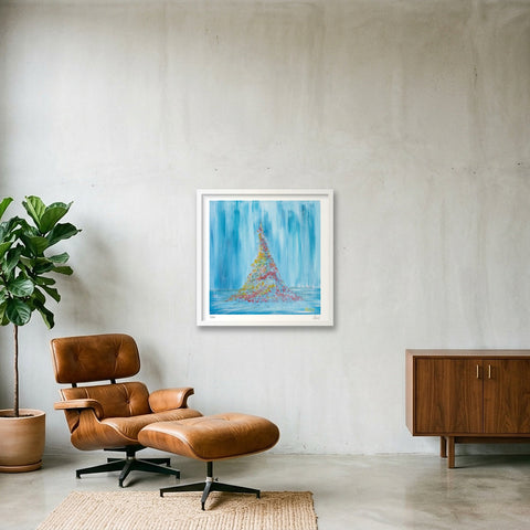 Leaning Tower of Ambition — 50×50cm, 20×20" White Frame