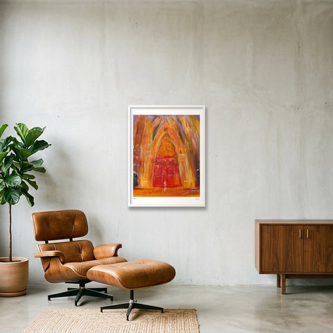 En présence de grandeur (entrée de la cathédrale, Rouen) — 60×80cm, 24×31" White Frame