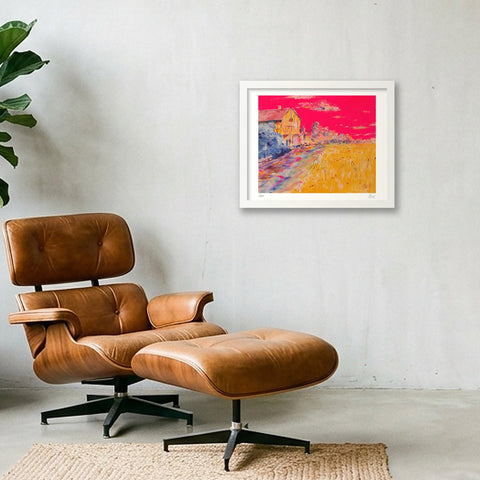 House by the river — 35×28cm, 14×11" White Frame