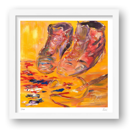 Portrait of the Artist's Boots (Olek) — framed