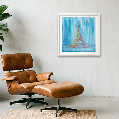 Leaning Tower of Ambition — 40×40cm, 16×16" White Frame