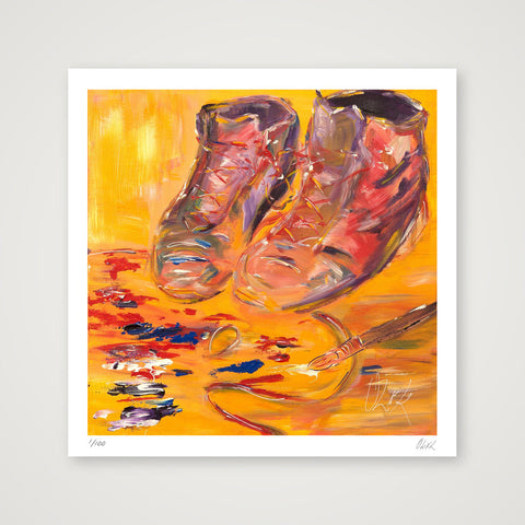 Portrait of the Artist's Boots (Olek) — 30×30cm, 12×12" Print only
